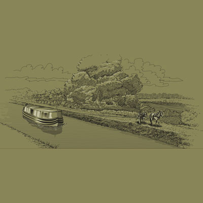 Wabash and Erie Canal Sign Illustration